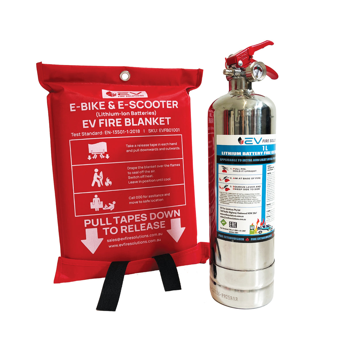 EV Fire Safety Bundle - 1L Fire Extinguisher + E Blanket